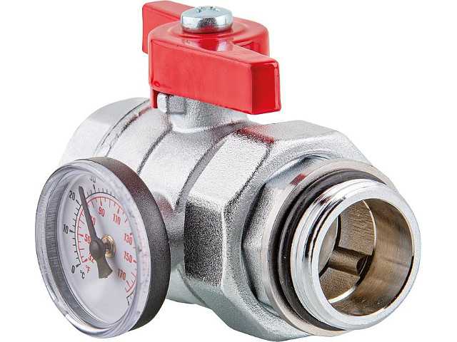 Kugelhahn für Heizkreisverteiler mit Thermometer Set aus 2 Kugelhähnen 