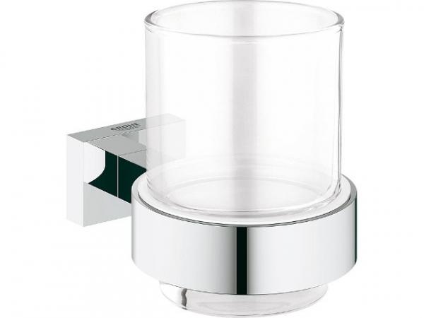 Glas mit Wandhalter Grohe Essentials Cube, chrom