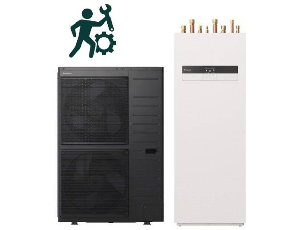 Panasonic Aquarea T-CAP 16kW 400V, R32 Luftwärmepumpe Split mit Kombi-Hydromodul 185L, E-Heizelement 9kW, Gen. K mit IBN