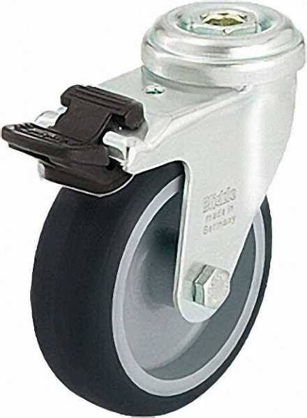 BLICKLE Lenkrolle mit Feststeller LRA-TPA 50G-FI, Tragfähigkeit 50 kg Rad D= 50mm, Rückenloch 11mm