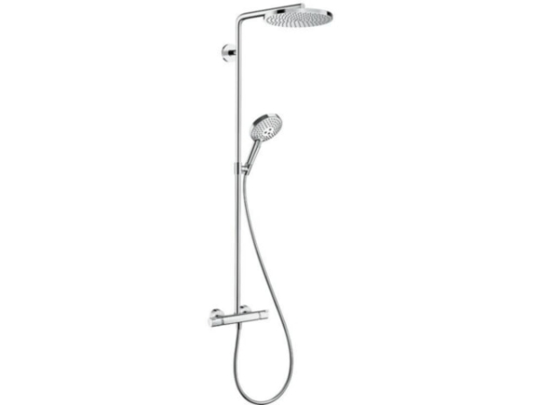 hansgrohe Brause-System Raindance Select S 240 1jet PowderRain, Handbrause, Kopfbrause 240mm und Thermostat, chrom