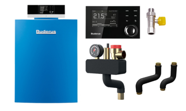 Buderus Gas-Brennwertkessel Logano plus GB212 Paket Logaplus M GB212-40 40 kW mit RC310 BCS29 Gashahn Sicherheits-Set