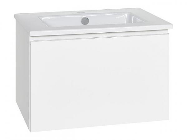 Waschtischunterschrank mit Keramik-Waschtisch Serie ELA Korpus weiß smt-Front weiß smt 610x420x510mm