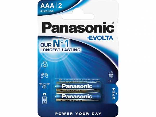 PANASONIC Alkali-Batterien Evolta Micro AAA 1,5 V, VPE 2 Stück