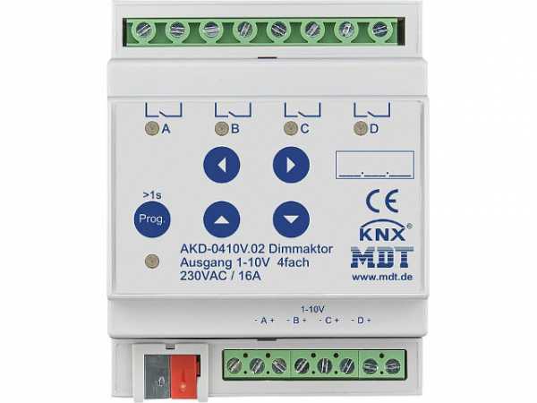 Reiheneinbaugerät MDT Dimmaktor 4-fach mit RGBW 1-10V, 230V