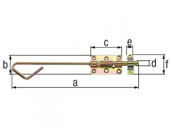 Bolzenriegel mit Schlaufe, 400x58mm, gelb verzinkt