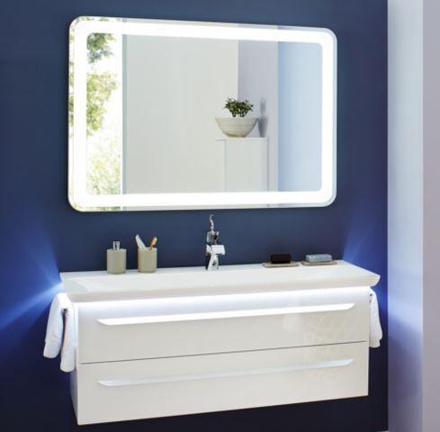 LANZET 7202812 M9 Mineralguss-Waschtisch 127/4/54, Weiß+LED