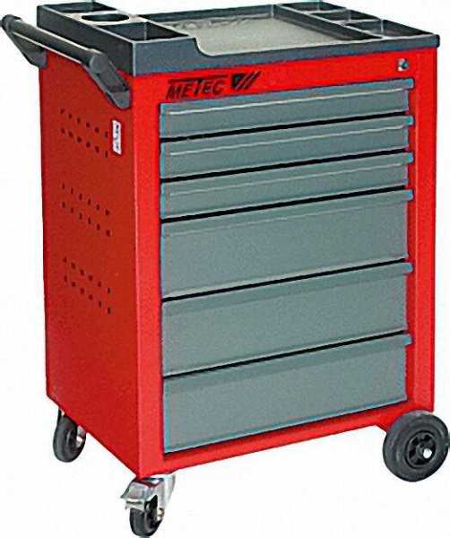 METEC Werkstattwagen, rot HxBxT 930x630x410mm mit 6 Schubladen Art. Nr. 60060