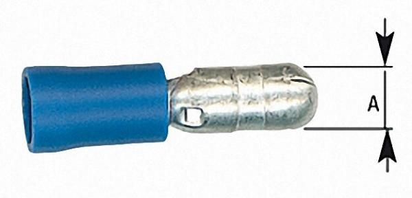 Rundstecker halbisoliert 2,5mm², 4,0mm Farbe blau, VPE = 100 Stück