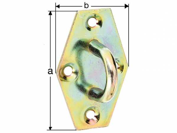 Öse auf Platte 64x41mm gelb verzinkt