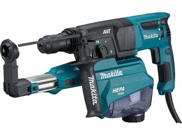 Bohr- und Meißelhammer Makita 800W, HR2653TJ SDS Plus mit integ. Staubabsauger