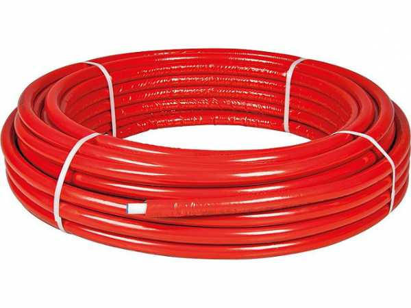 Mehrschichtverbundrohr PEXAL 20x2 mm Rolle 50 m, Isolierung 6 mm, rot Trinkwasser geeignet