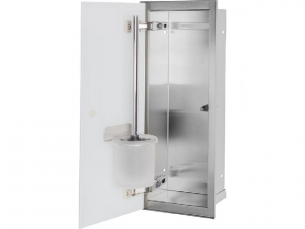 WC-Wandcontainer Edelstahl komplett Zero 450 1 weiße Glastüre links