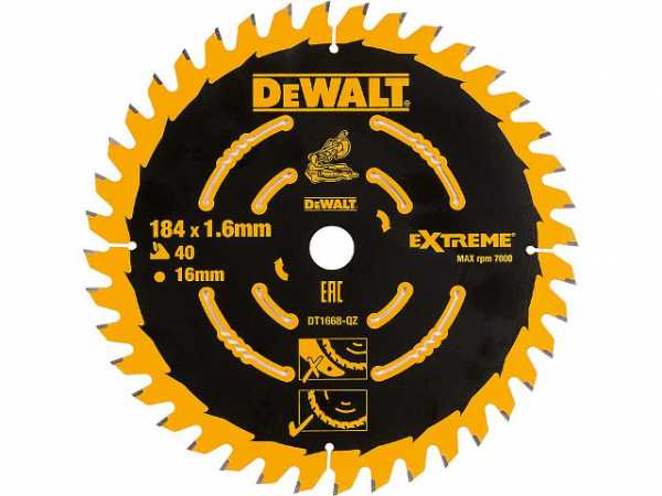 Kreissägeblatt DeWALT Extreme Spezial Ø 184x16x1,6mm mit 40 Zähnen