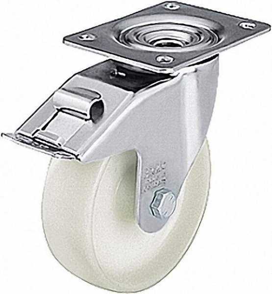 BLICKLE Lenkrolle Polyamid mit Feststeller LE-PO 100G-FI, Tragfähigkeit 150 kg Rad D= 100mm, Platten
