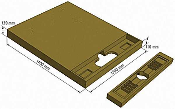 Bodenebenes Duschelement, universal'' für Duschrinne 1400x1200x120mm, Einbauhöhe 120mm