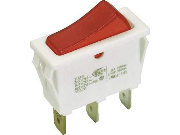 Wipp-Schalter weiß 16 A Löt-/Steckanschluss 6, 3mm mit Kontrollampe rot