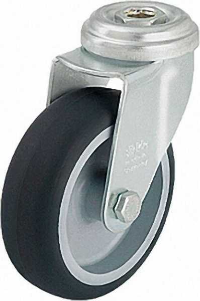 BLICKLE Lenkrolle LRA-TPA 50G Gummi-Laufbelag, Tragfähigkeit 50 kg Rad D= 50mm, Rückenloch 11mm