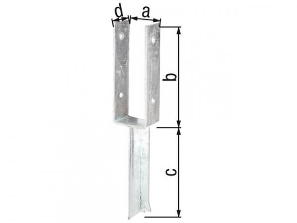 Pfostenträger U-Form, T-Eisen, 71x200mm, feuerverzinkt