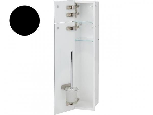 WC Wandcontainer Unterputz, innen weiß, 2 schwarze Glastüren, 1 Leerfach, BxH: 180x825 mm, Anschlag links, Einbaucontainer Wandnische Edelst