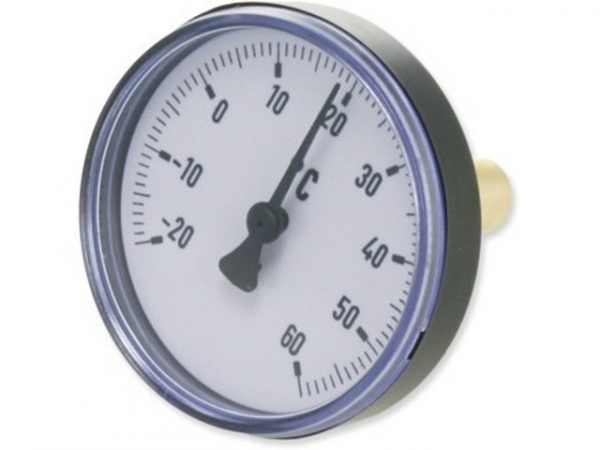 Heizungsthermometer Bimetall 63 mm Gehäuse, 40 mm Fühler