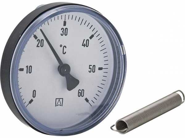 AFRISO Anlegethermometer Fußbodenheizung ATh 63 S 0/60°C 3/8"-1 1/2" Kl. 2, mit Feder