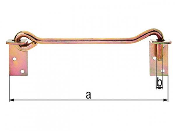 Sturmhaken mit Gegenplatte zum Anschrauben,590mm,d=12mm, gelb verzinkt