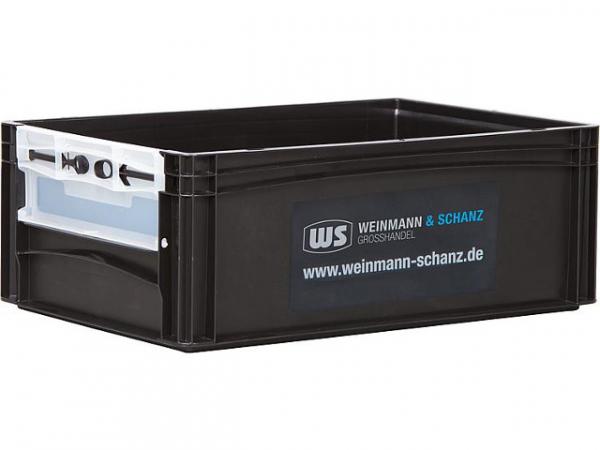 Transportbox WS schwarz 600x400x220mm mit Entnahmeöffnung