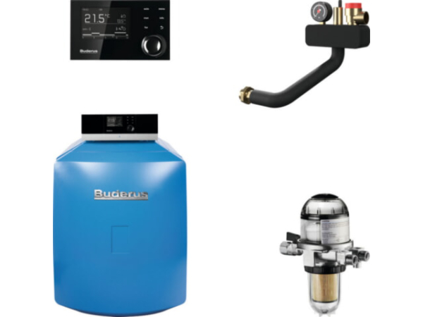 Buderus Öl-Brennwertkessel Logano plus GB125-22 Paket Logaplus M 22 kW mit RC310 BSS3 Toc-Duo Hydraulikbox HB120