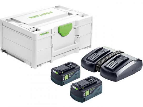 Akku-Set Festool SYS 18V 2x5,0/TCL 6 DUO, mit 2x 5 Ah Akkus und Doppelladegerät mit Transportkoffer