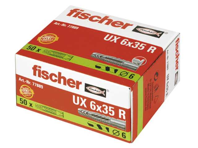 Fischer Universaldübel UX 6x35 R mit Rand, 77889, VPE 50 Stück Fischer Universaldübel UX 6x35 R mit Rand, 77889, VPE 50 Stück