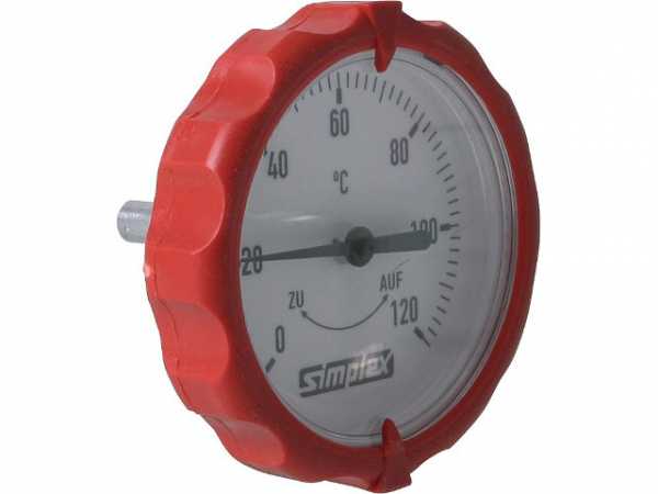 SIMPLEX Thermometergriff rund integrierter Thermometer D 63mm, rot