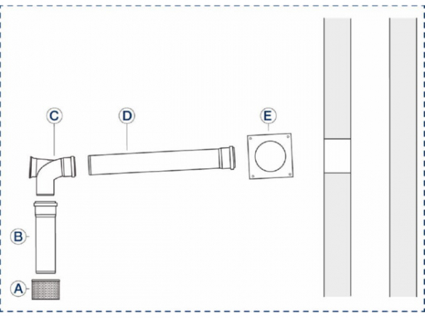 Buderus Abgassystem Grundbausatz GN, Ø 80 mm, rla, Wandgeräte/SB105/GB102S, 7738112563