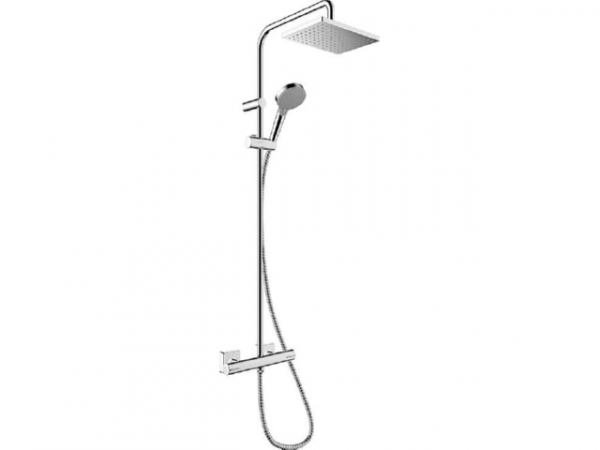 Duschsystem Hansgrohe 230 1jet Vernis Shape Handbrause, Kopfbrause 230x170 mm und Thermostat chrom