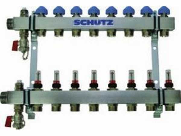 Schütz Edelstahl Heizkreisverteiler für Fußbodenheizung Komfort 90-3, 12 Heizkreise