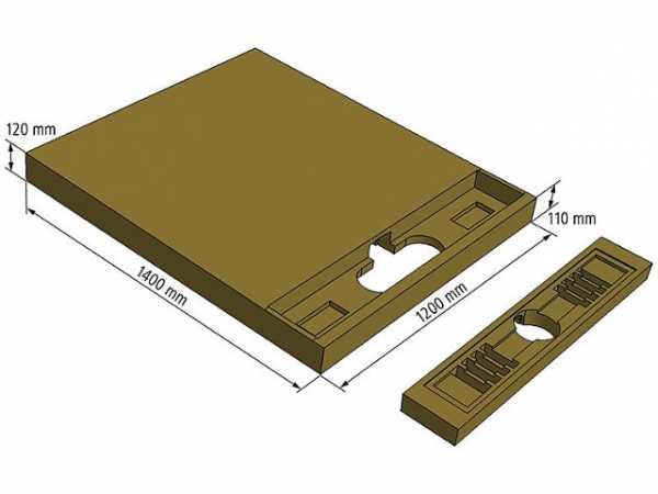 Bodenebenes Duschelement UNIVERSAL, für Duschrinne 1400x1200x120mm, Einbauhöhe 120mm