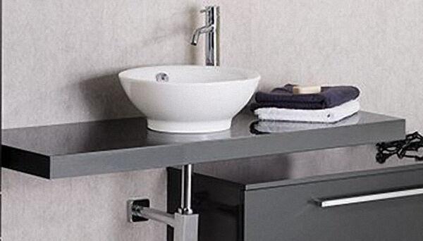 LANZET 7241712 Q4 Waschtisch Platte, Grafit Hochglanz 90x50x6 cm