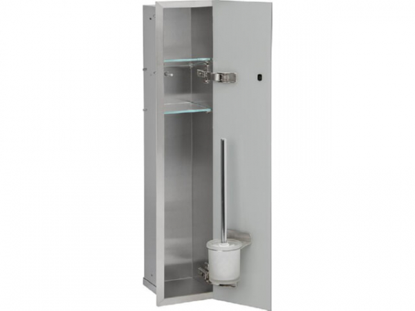 WC-Wandcontainer Edel.gebürstet Flat 800 1 graue Glastüre recht