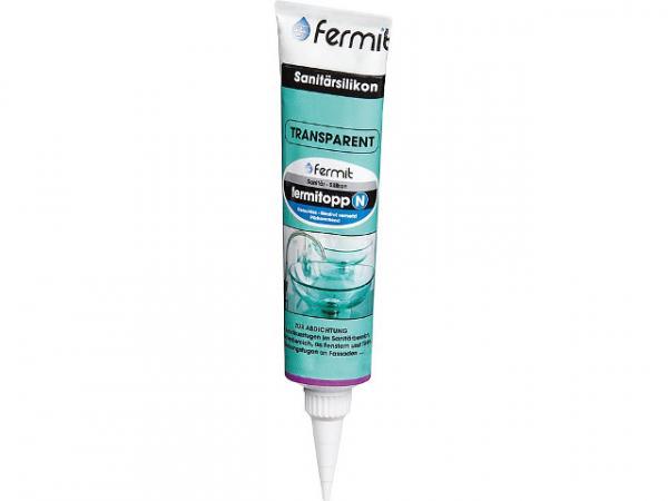 Fermit Silikon TOP N 100 ml, transparent für Abdichtungen vor allem in Sanitär- und Naßräumen, im Küchenbereich und Anbaumöbel