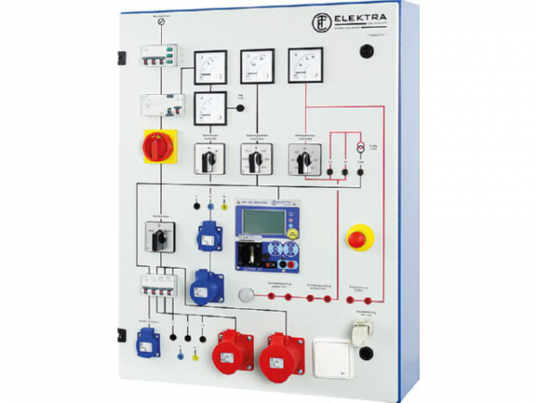 Prüftafel mit eingebautem Messgerät VDE 0701/0702 mit Differenz-Strommessung und LCD-Anzeige