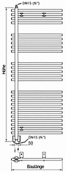 Design-Handtuchheizkörper Vivaldi Plus - chrom H x L = 1313 x 500mm