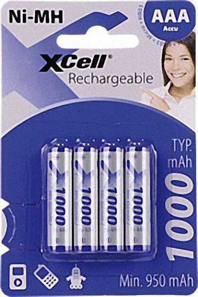 Ni-MH Akku-Zellen (1, 2 V Micro) 1000 mAh 4er Blister