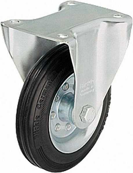 BLICKLE Vollgummi-Bockrolle B-VE 160R, Tragfähigkeit 135 kg Rad D= 160mm, Plattengröße 140x110