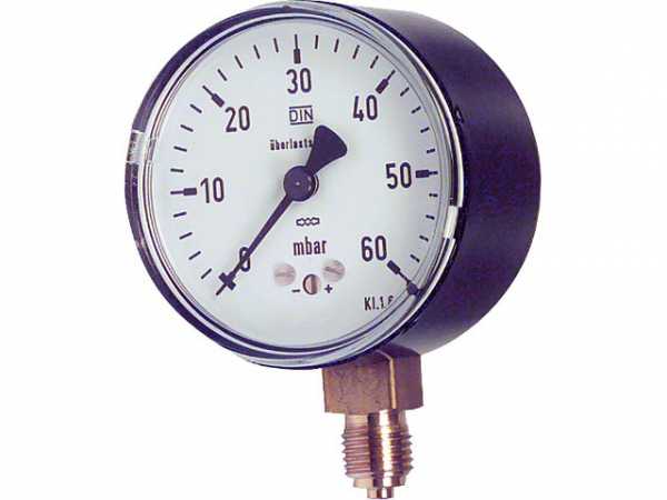 Kapselfedermanometer KP 63.3, 0-60 mbar radial DN 8 1/4"