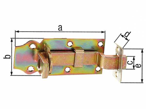 Schlossriegel gekröpft mit befestigter Schlaufe, 120x22mm, gelb verzinkt