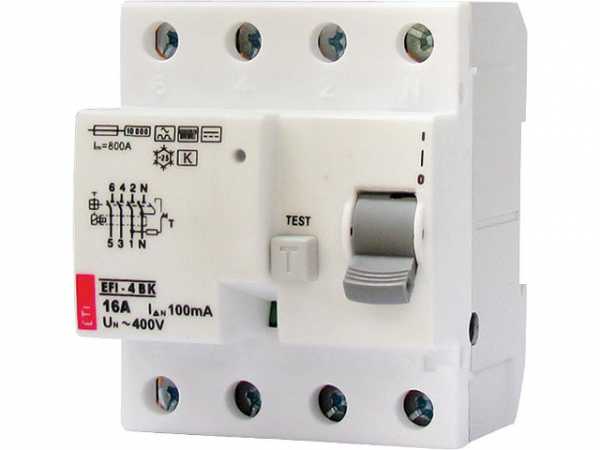 FI-Schalter EFI-4B, 4-polig, 63A, 30mA, Typ B, kurzzeit- verzögert