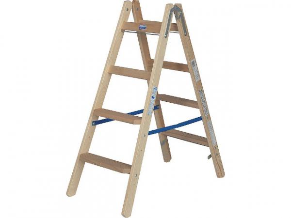 Stufen-Sprossen-Doppel-Leiter (Holz), Arb. Höhe 2,50m Leiterhöhe 1,15m 2x4