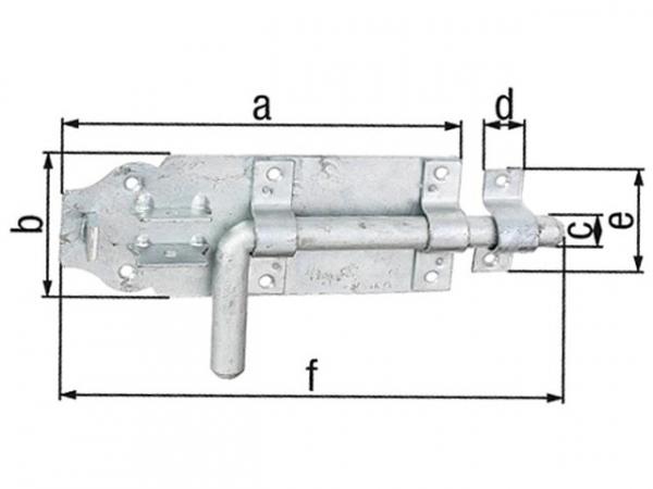 Bolzenriegel mit Schlaufe, 230x70mm, feuerverzinkt