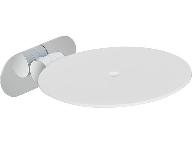 Klappsitz Elida aus Edelstahl/ Corian, weiß, 320x100x390mm, mit Befest Klappsitz Elida aus Edelstahl/ Corian, weiß, 320x100x390mm, mit Befest
