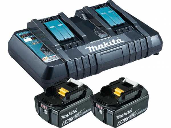 Akku-Set MAKITA 18V mit 2x 6,0 Ah Akkus und Doppelladegerät